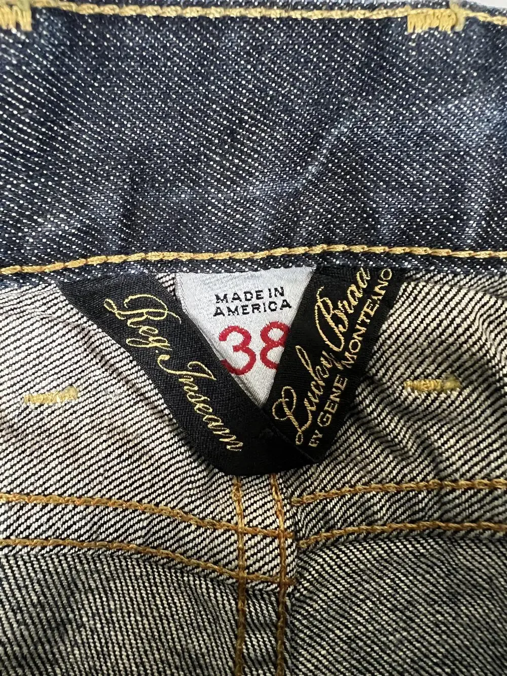 VTG Lucky Brand Relaxed Bootleg Jeans Mens 38x34 Blue Bootcut Stretch Denim USA